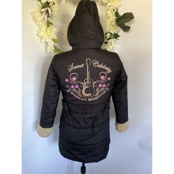 Disney Hannah Montana Girls Full Zip Jacket 10/12 Black Embroidered Hood Vintage - Picture 5 of 16